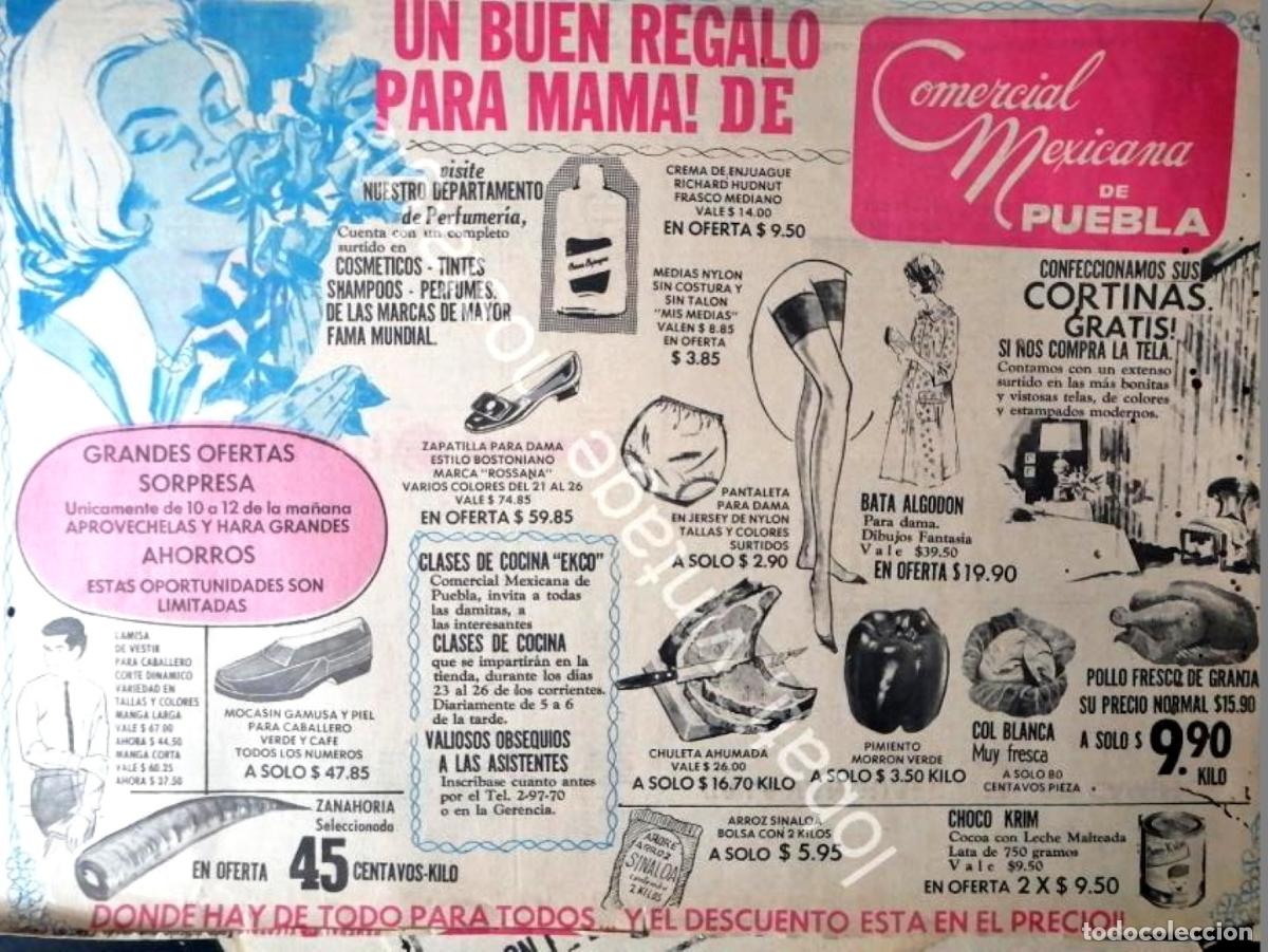 Collectionnisme d'affiches: CARTEL ANTIGUO ORIGINAL DE TIENDA COMERCIAL MEXICANA DE PUEBLA ABRIL 1969