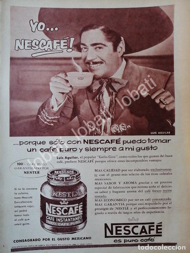 Sammeln von Plakaten: CARTEL ANTIGUO ORIGINAL DE LUIS AGUILAR Y CAFE NESCAFE 1957 /CF58 / FEP