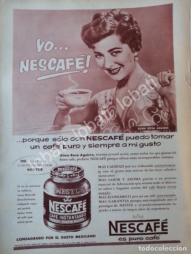 Sammeln von Plakaten: CARTEL ANTIGUO ORIGINAL DE ALMA ROSA AGUIRRE Y CAFE NESCAFE 1957 /CF63 /MUY RARO