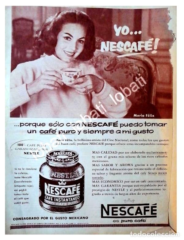Sammeln von Plakaten: CARTEL ANTIGUO ORIGINAL DE MARIA FELIX Y CAFE NESCAFE 1958 /CF65 FEP