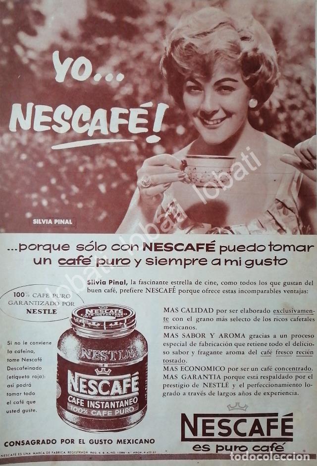 Sammeln von Plakaten: CARTEL ANTIGUO ORIGINAL DE SILVIA PINAL Y CAFE NESCAFE 1960 /CF57 / FEP