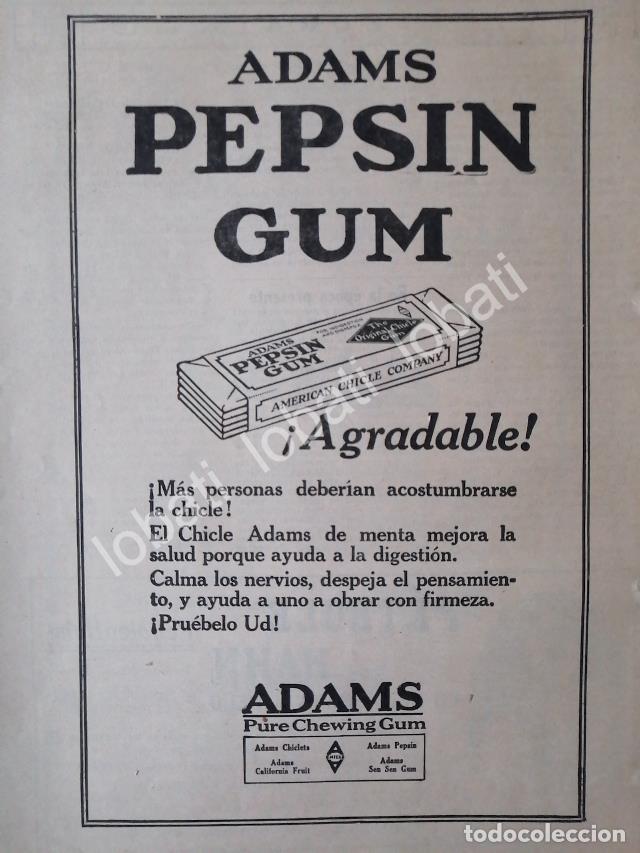 Sammeln von Plakaten: CARTEL ANTIGUO ORIGINAL DE CHICLES. PEPSIN GUM ADAMS 1919 /CF59 / MUY RARO