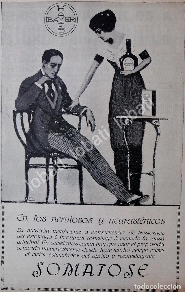 Sammeln von Plakaten: CARTEL ANTIGUO ORIGINAL DE MEDICINA. TONICO SOMATOSE 1913 BAYER /19