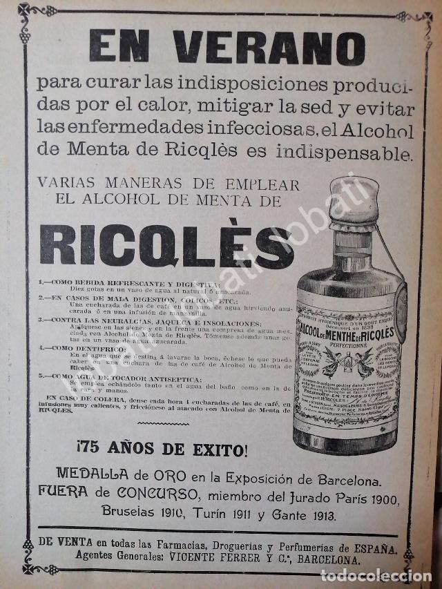 Poster collecting: CARTEL ANTIGUO ORIGINAL DE TONICO BEBIDA DE MENTA RICQLES, 1914 /21