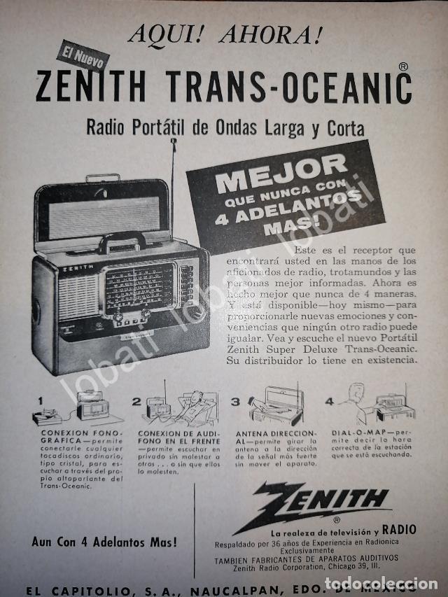 Poster collecting: CARTEL ANTIGUO ORIGINAL DE MINI CARTEL. RADIO TRANS OCEANICO ZENITH 1940s /46