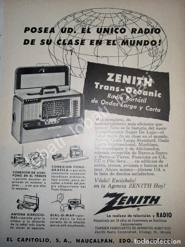 Poster collecting: CARTEL ANTIGUO ORIGINAL DE MINI CARTEL. RADIO TRANS OCEANICO ZENITH 1940s /47