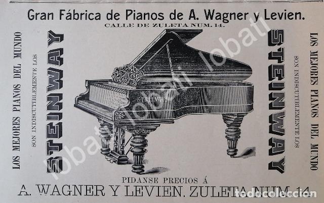 Collectionnisme d'affiches: CARTEL ANTIGUO ORIGINAL DE PIANOS STEINWAY 1896 CASA WAGNER Y LEVIEN /89