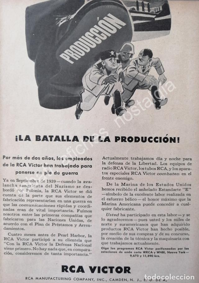 Collectionnisme d'affiches: CARTEL ANTIGUO ORIGINAL DE HITLER Y MUSOLINI EN RCA VICTOR 1943