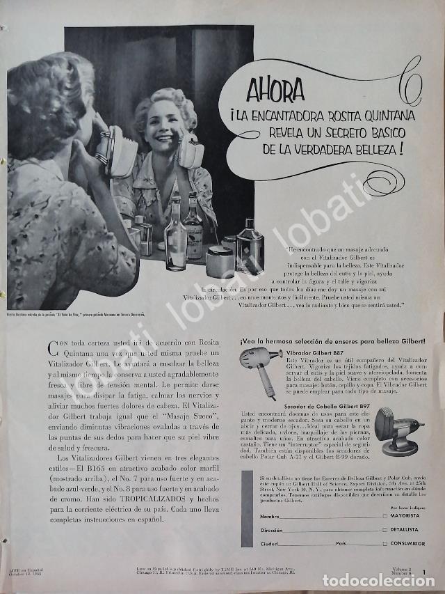 Collectionnisme d'affiches: CARTEL ANTIGUO ORIGINAL DE ROSITA QUINTANA Y VIBRADOR FACIAL GILBERT 1953 /96 FEP
