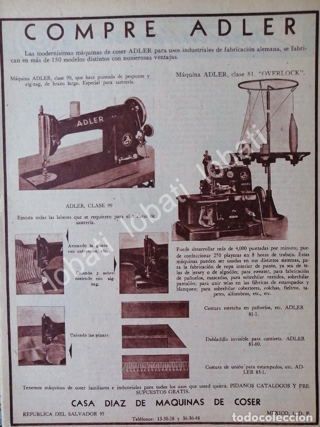 Collectionnisme d'affiches: CARTEL ANTIGUO ORIGINAL DE CASA DIAZ DE MAQUINAS DE COSER, MAQUINAS ADLER 1956 /99