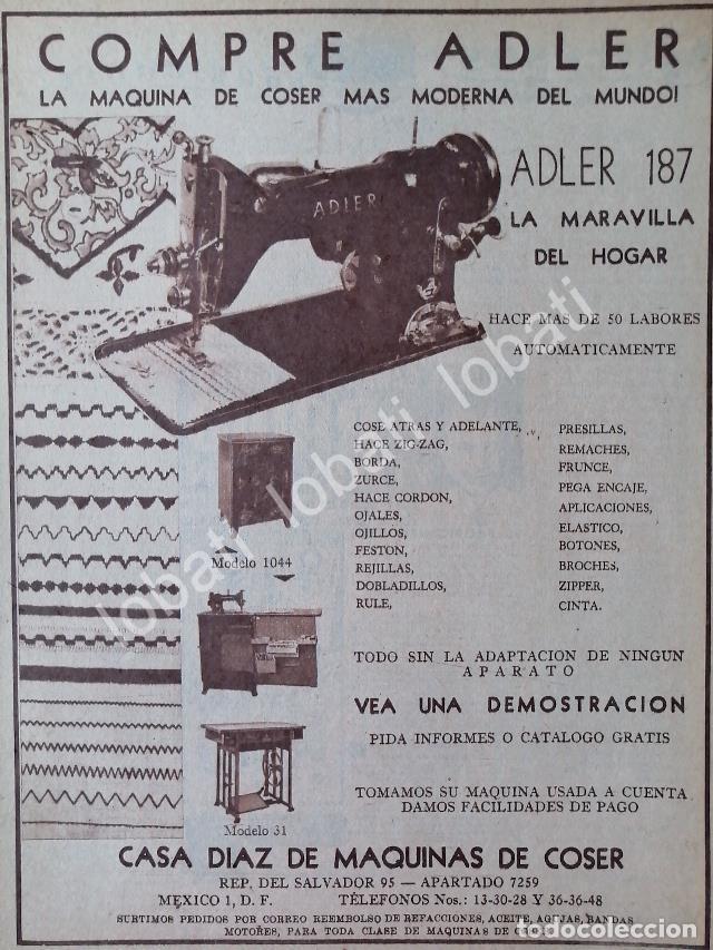 Collectionnisme d'affiches: CARTEL ANTIGUO ORIGINAL DE MAQUINAS DE COSER ADLER 1953 /104, CASA DIAZ DE MAQUINAS