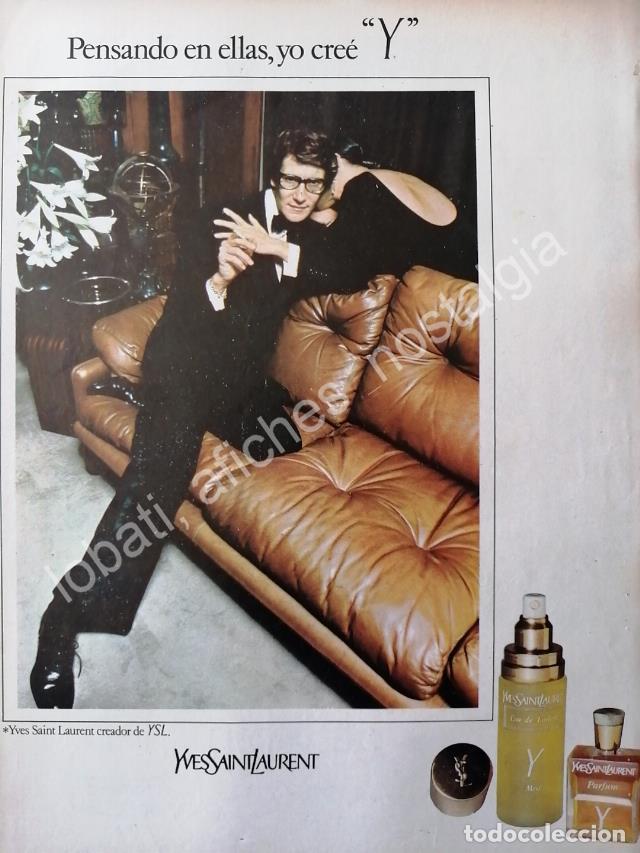 Collectionnisme d'affiches: CARTEL ANTIGUO ORIGINAL DE YVES SAINT LAURENT PRESENTA SU FRAGANCIA 1970s
