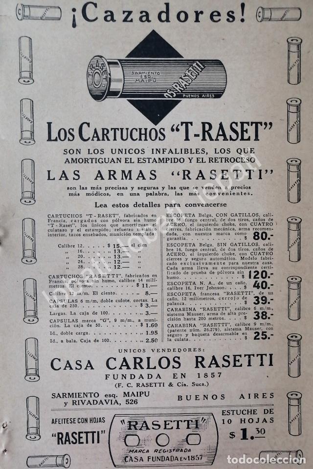 Collectionnisme d'affiches: CARTEL ANTIGUO ORIGINAL DE ARMAS Y CARTUCHOS T-RASET 1926 /ARGENTINA