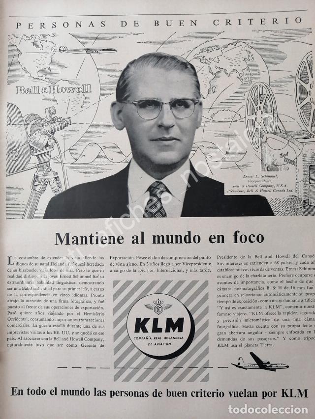 Collectionnisme d'affiches: CARTEL ANTIGUO ORIGINAL DE AEROLINEAS KLM WITH ERNEST L. SCHIMMEL 1957