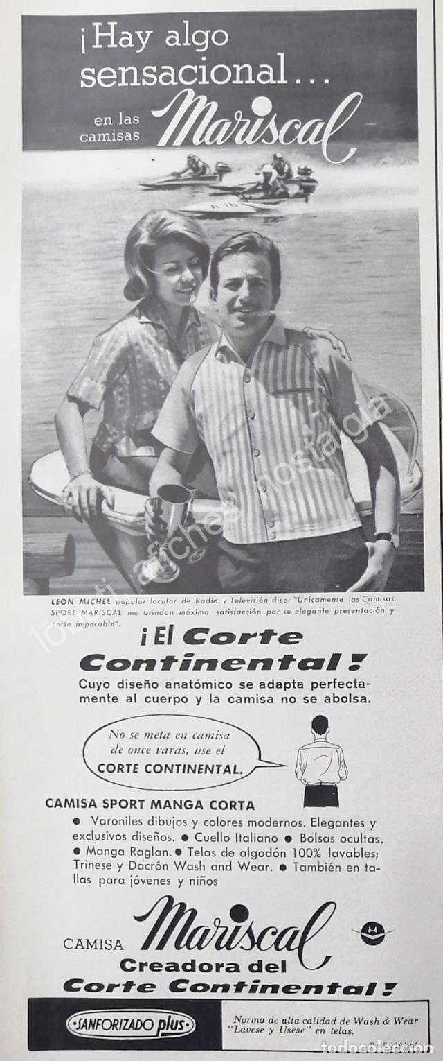 Collectionnisme d'affiches: CARTEL ANTIGUO ORIGINAL DE EL LOCUTOR LEON MICHEL, CAMISAS MARISCAL 1964 / FEP