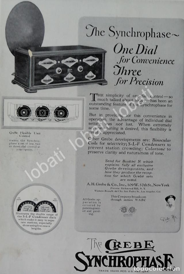 Collectionnisme d'affiches: CARTEL ANTIGUO ORIGINAL DE RADIO CREBE SYNCHROPHASE 1929 / 115 SUPER RARO