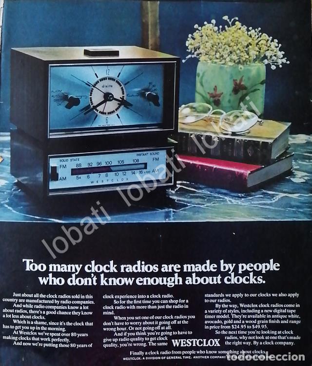 Collectionnisme d'affiches: CARTEL ANTIGUO ORIGINAL DE RADIO DESPERTADOR WESTCLOX 1970 / 124