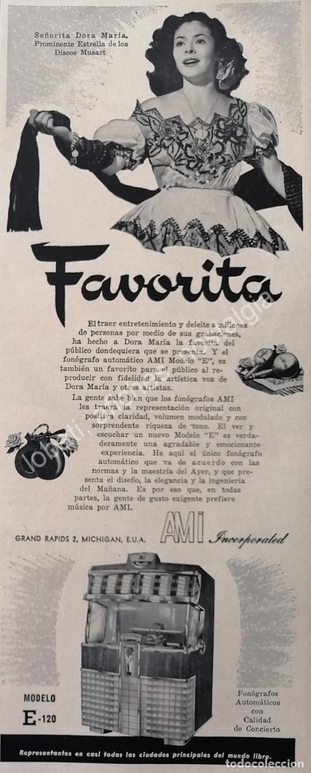 Collectionnisme d'affiches: CARTEL ANTIGUO ORIGINAL DE CANTANTE DORA MARIA Y LAS ROCKOLAS AMI 1956 / FEP /RARO