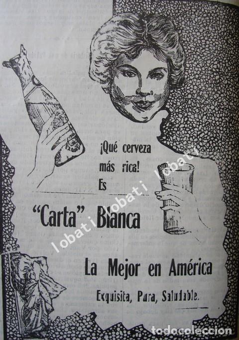 Collectionnisme d'affiches: CARTEL ANTIGUO ORIGINAL DE MINI CARTEL CERVEZA CARTA BLANCA 1911 /158