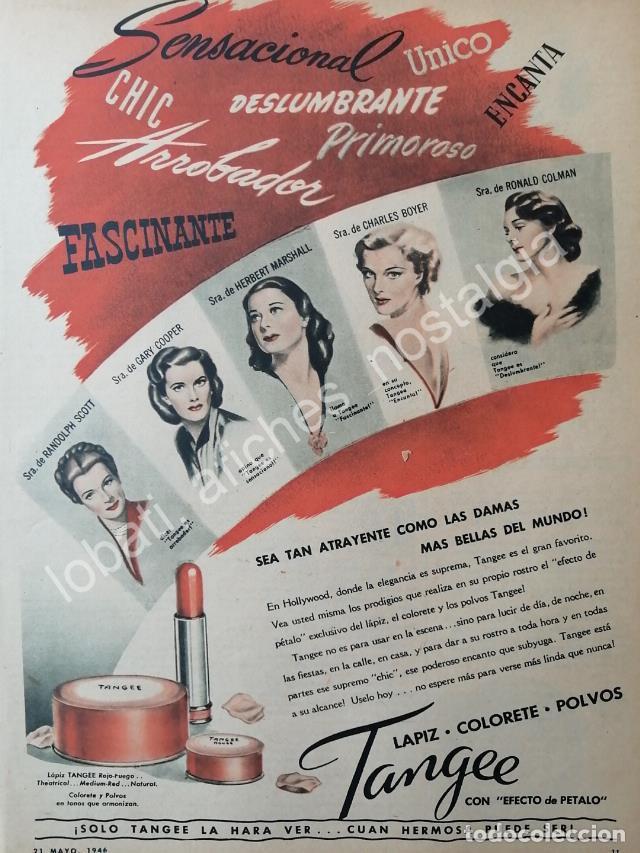 Collectionnisme d'affiches: CARTEL ANTIGUO ORIGINAL DE ACTRICES DE CINE Y LAPIZ LABIAL TANGUEE 1946