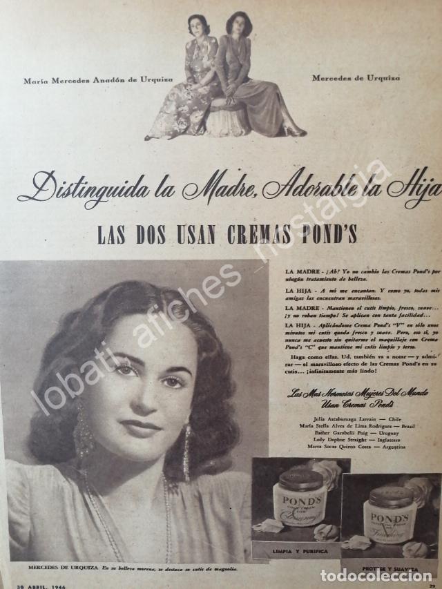 Collectionnisme d'affiches: CARTEL ANTIGUO ORIGINAL DE MERCEDES DE URQUIZA Y CREMA PONDS 1946 /FEP