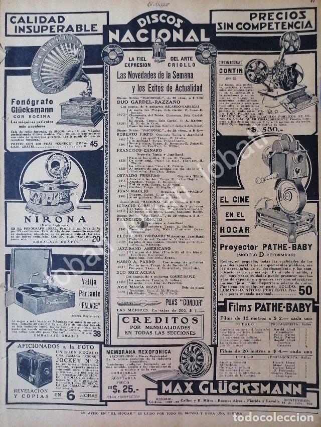 Coleccionismo de carteles: CARTEL ANTIGUO ORIGINAL DE GRAMOFONOS Y PROYECTORES DE 1926 /163 ARGENTINA