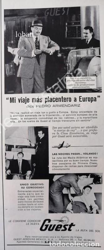 Coleccionismo de carteles: CARTEL ANTIGUO ORIGINAL DE PEDRO ARMENDARIZ Y LA AEROLINEAS GUEST 1950s