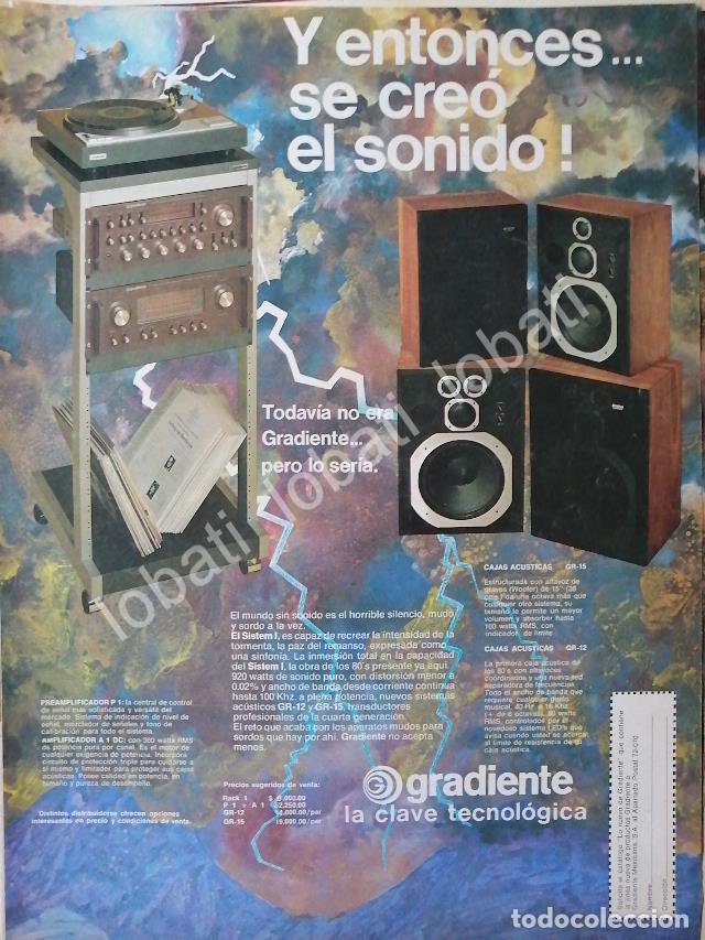 Coleccionismo de carteles: CARTEL ANTIGUO ORIGINAL DE EQUIPOS DE AUDIO GRADIENTE 1970s /167