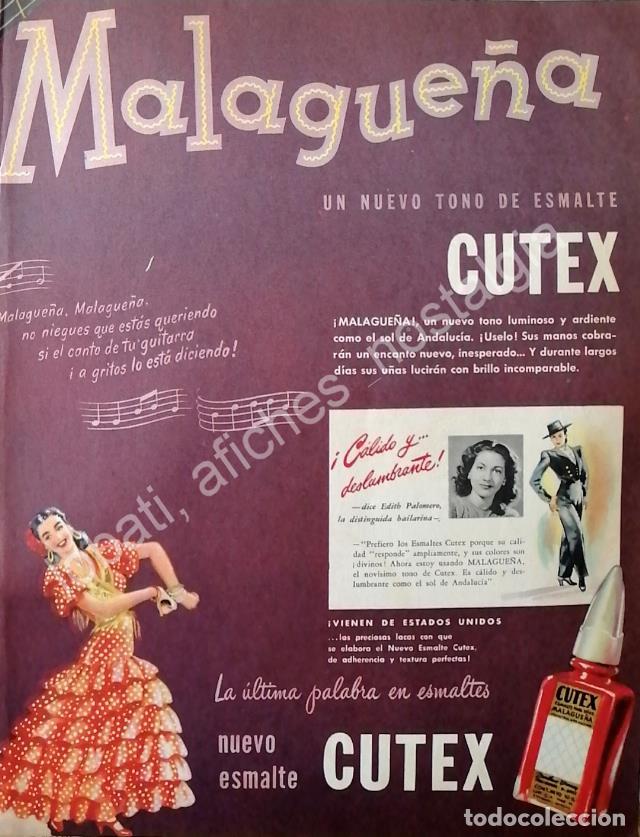 Coleccionismo de carteles: CARTEL ANTIGUO ORIGINAL DE BAILARINA EDITH PALOMERO Y ESMALTE CUTEX 1946 / FEP