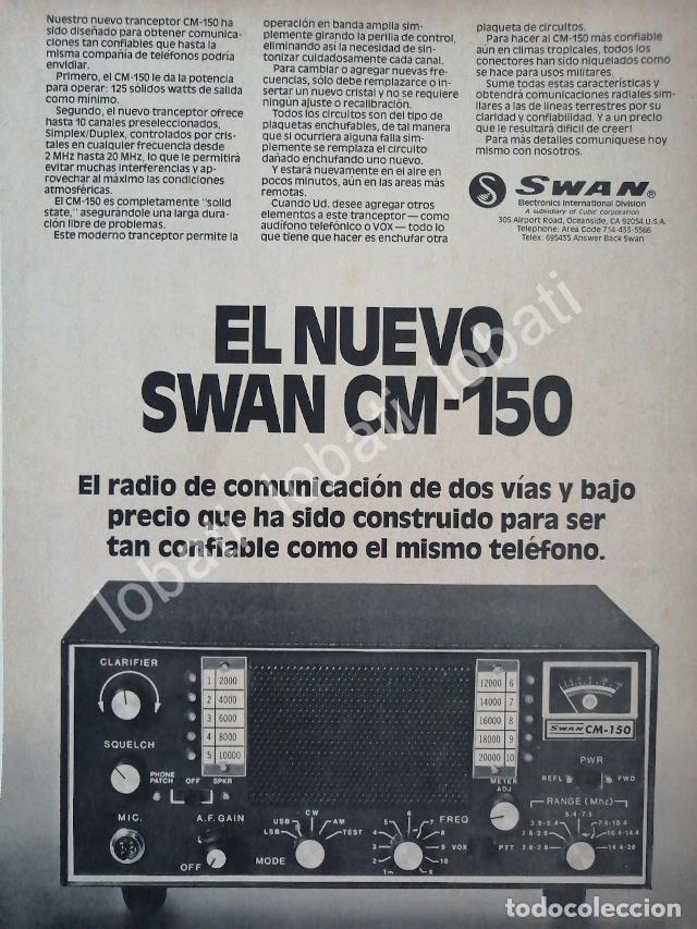 Coleccionismo de carteles: CARTEL ANTIGUO ORIGINAL DE RADIO FRECUENCIA CB. SWAN CM-150 1977 /177 MUY RARO