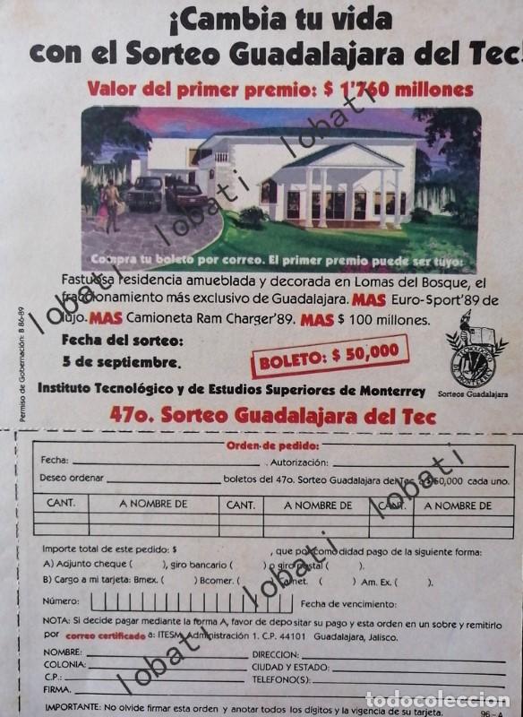 Coleccionismo de carteles: CARTEL ANTIGUO ORIGINAL DE PUBLICIDAD RETRO DEL SORTEO TEC GUADALAJARA 1989