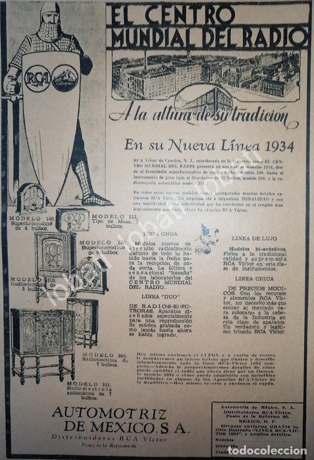 Coleccionismo de carteles: CARTEL ANTIGUO ORIGINAL DE PRODUCTOS RCA MEXICO 1934 /184