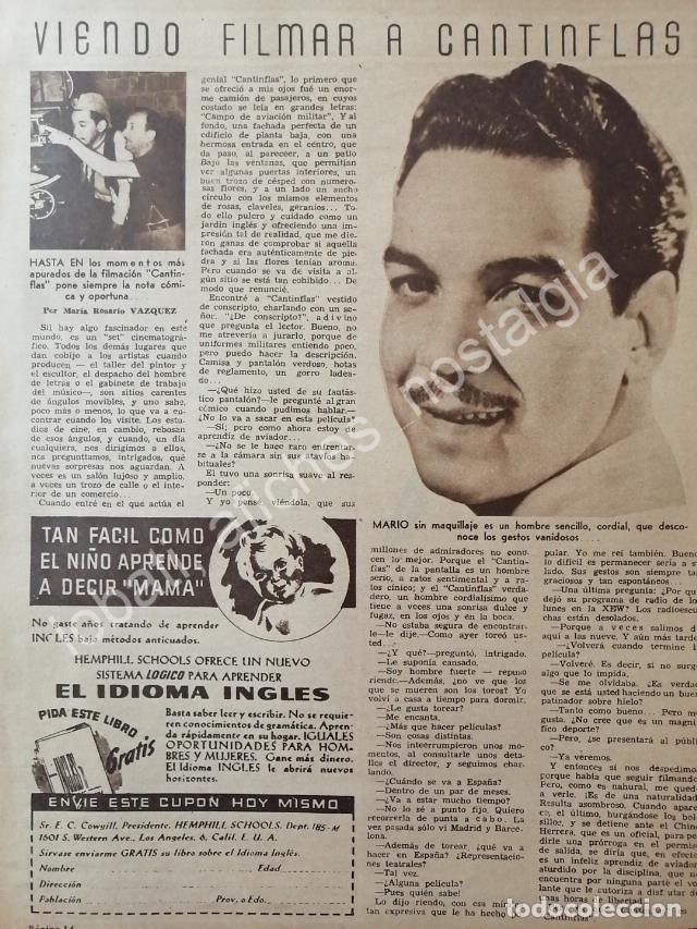 Coleccionismo de carteles: CARTEL ANTIGUO ORIGINAL DE NOTA DE PRENSA, ENTREVISTA A CANTINFLAS 1947 /FEP