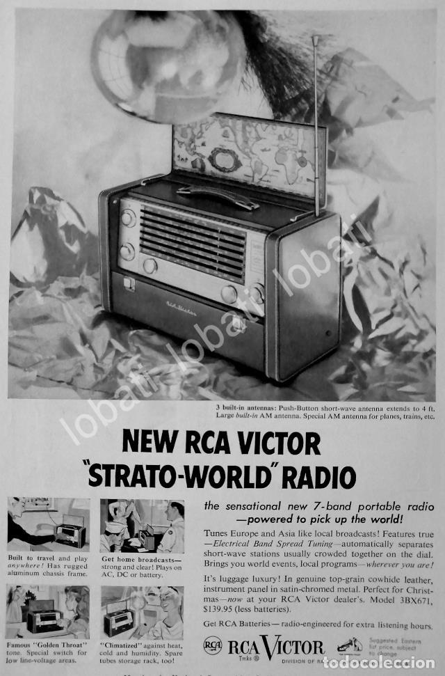 Coleccionismo de carteles: CARTEL ANTIGUO ORIGINAL DE RADIOS RCA VICTOR STRATO WORLD 1954 /193 / RARO