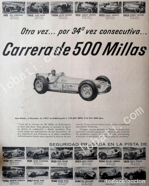 Coleccionismo de carteles: CARTEL ANTIGUO ORIGINAL DE PILOTO SAM HANKS 500 MILLAS DE INDIANAPOLIS / FEP
