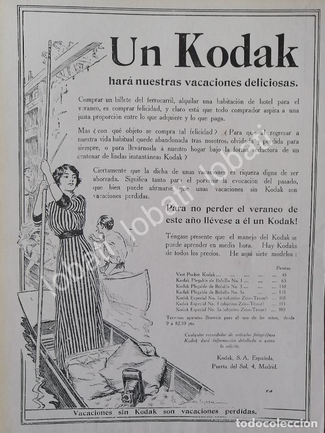 Coleccionismo de carteles: CARTEL ANTIGUO ORIGINAL DE CAMARAS KODAK 1913 /8 PUBLICIDAD ARTISTICA