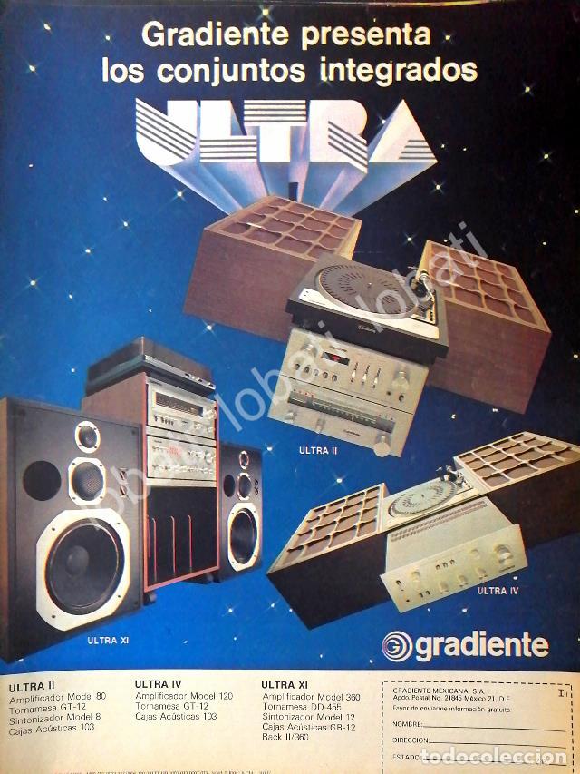 Collectionnisme d'affiches: CARTEL ANTIGUO ORIGINAL DE EQUIPOS DE SONIDO MODULARES GRADIENTE. 1981 /198