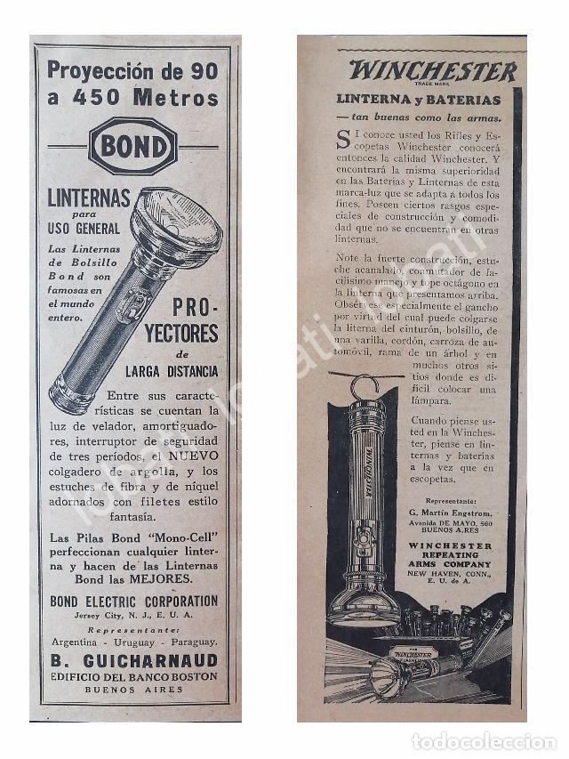 Collectionnisme d'affiches: CARTEL ANTIGUO ORIGINAL DE 2 AFICHES LINTERNAS WINCHESTER Y BOND 1926 /207