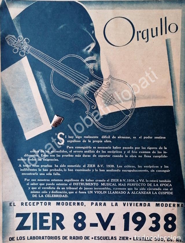 Collectionnisme d'affiches: CARTEL ANTIGUO ORIGINAL DE RADIOS ZIER 8-V 1938 /208 SUPER RARO