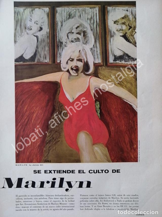 Collectionnisme d'affiches: CARTEL ANTIGUO ORIGINAL DE NOTA. SE EXTIENDE EL CULTO DE MARILYN MONROE 1962