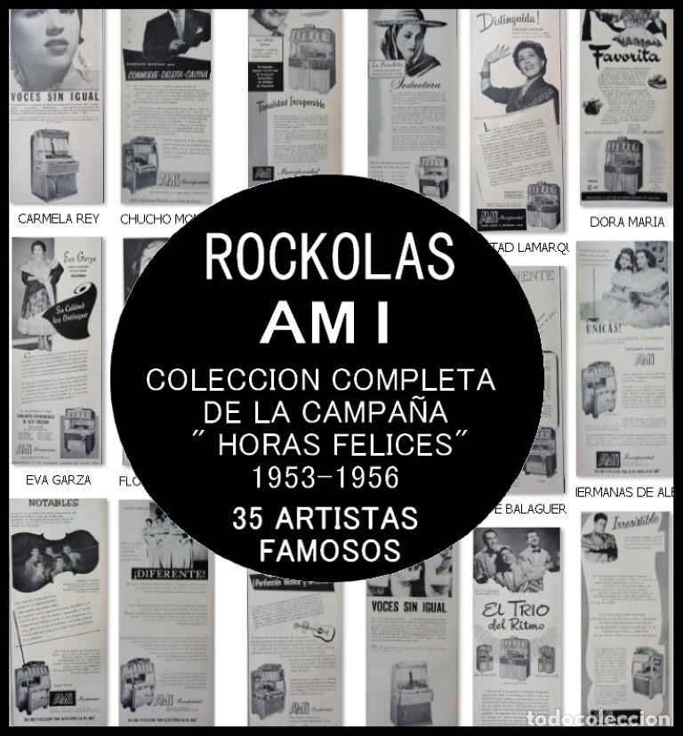 Collectionnisme d'affiches: CARTEL ANTIGUO ORIGINAL DE SERIE COMPLETA 37 AFICHES ROCKOLAS AMI Y ARTISTAS FAMOSOS 1953-56
