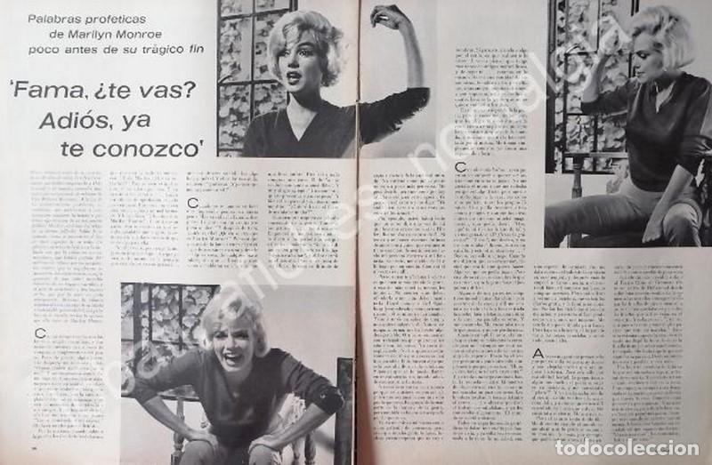 Collectionnisme d'affiches: CARTEL ANTIGUO ORIGINAL DE REPORTAJE SOBRE MARILYN MONROE 1960s