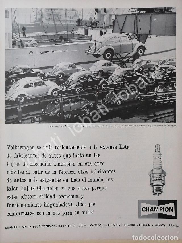 Collectionnisme d'affiches: CARTEL ANTIGUO ORIGINAL DE BUJIAS CHAMPION Y AUTOS VOLKSWAGEN CARIBE 1962 /36