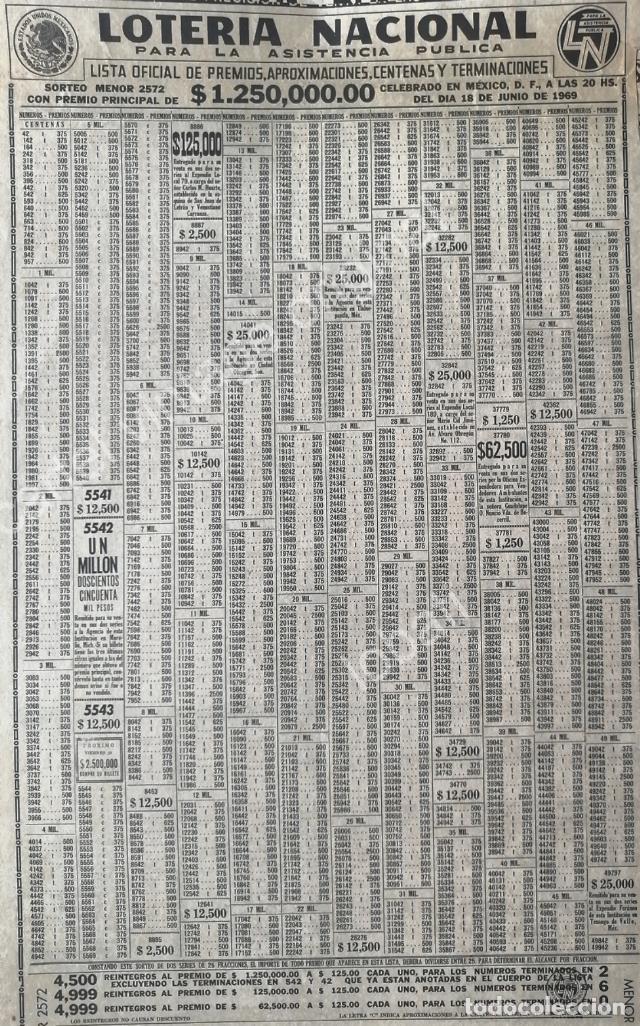 Collectionnisme d'affiches: CARTEL ANTIGUO ORIGINAL DE LISTA DE PREMIOS LOTERIA NACIONAL 18 JUNIO 1969 /127