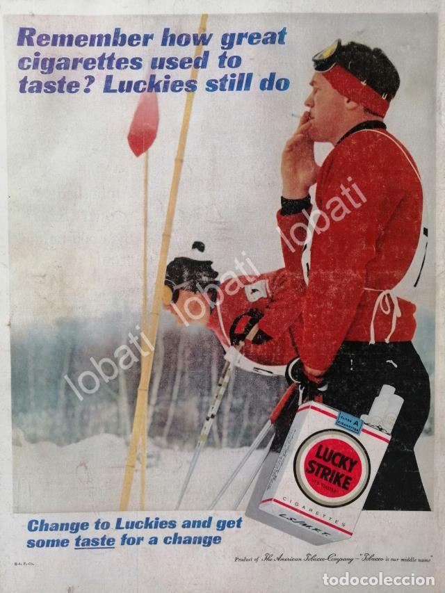 Coleccionismo de carteles: CARTEL ANTIGUO ORIGINAL DE CIGARROS LUCKY STRIKE 1950s