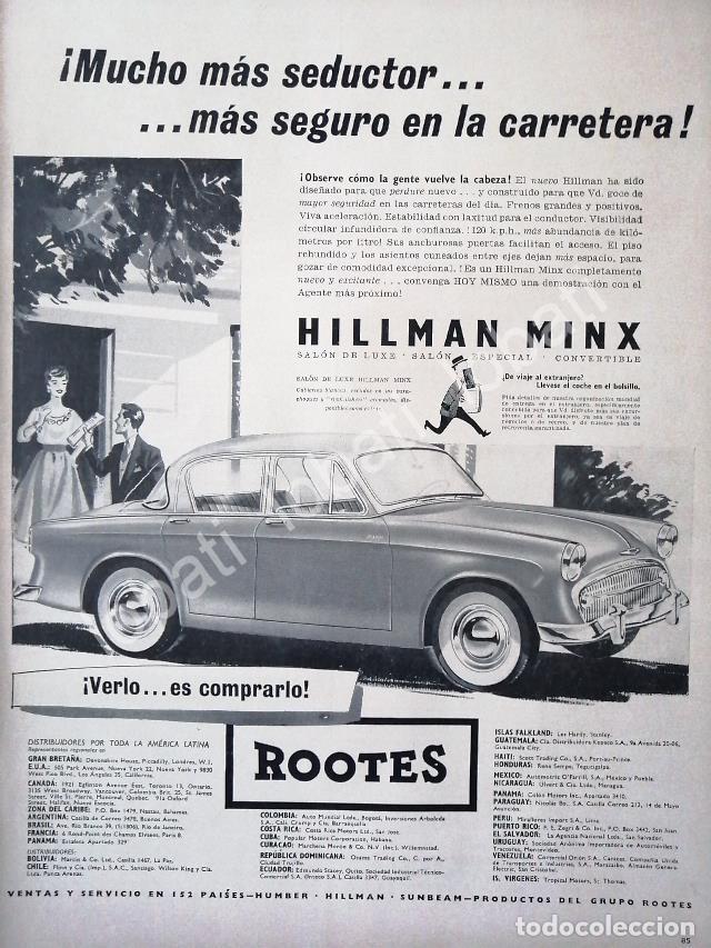 Poster collecting: CARTEL ANTIGUO ORIGINAL DE AUTOS ROOTES HILLMAN MINX 1957 /223
