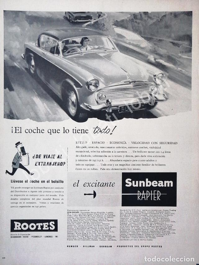 Poster collecting: CARTEL ANTIGUO ORIGINAL DE AUTOS ROOTES SEMBEAM RAPIER 1957 VARIOS /227