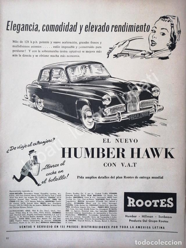 Poster collecting: CARTEL ANTIGUO ORIGINAL DE AUTOS ROOTES HUMBER HAWK 1959 /228