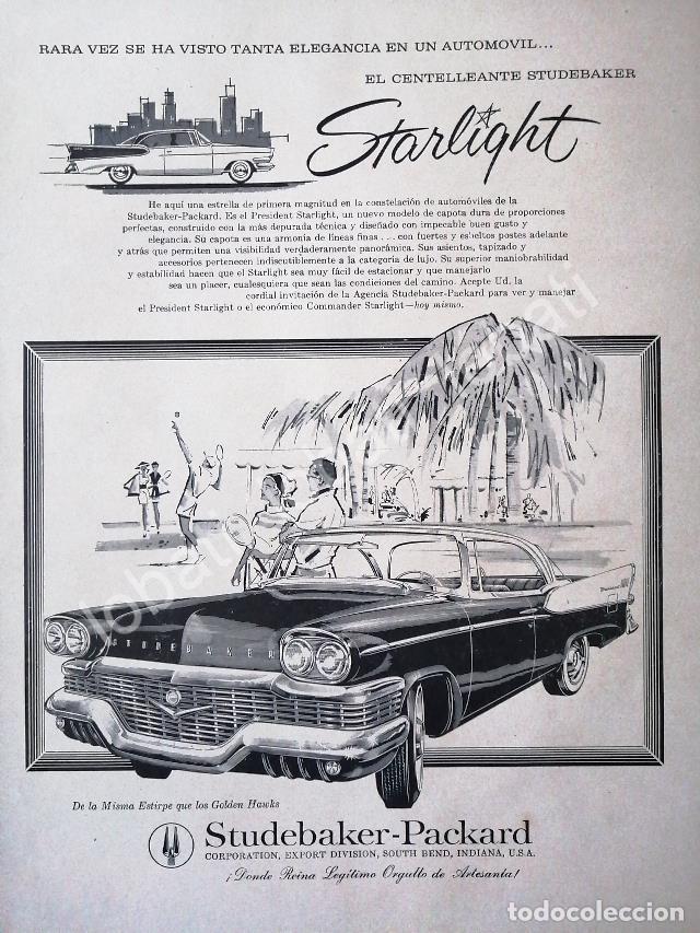 Poster collecting: CARTEL ANTIGUO ORIGINAL DE AUTOS STUDEBAKER STARLIGHT 1958 /237