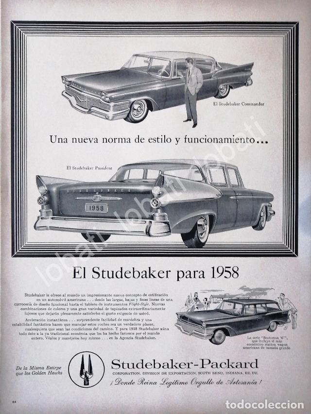 Poster collecting: CARTEL ANTIGUO ORIGINAL DE AUTOS STUDEBAKER 1958 /239